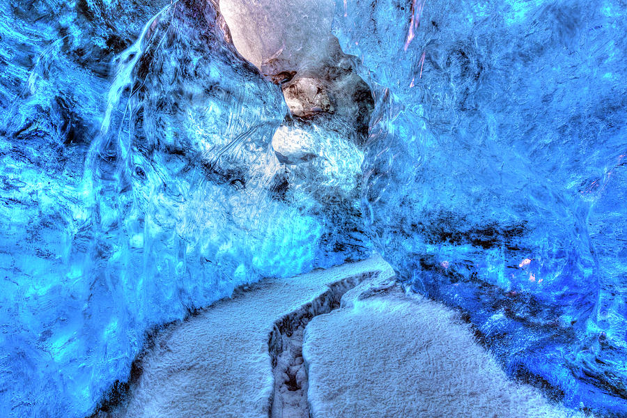 Inside the blue ice cave in the Vatnajökull glacier, Iceland